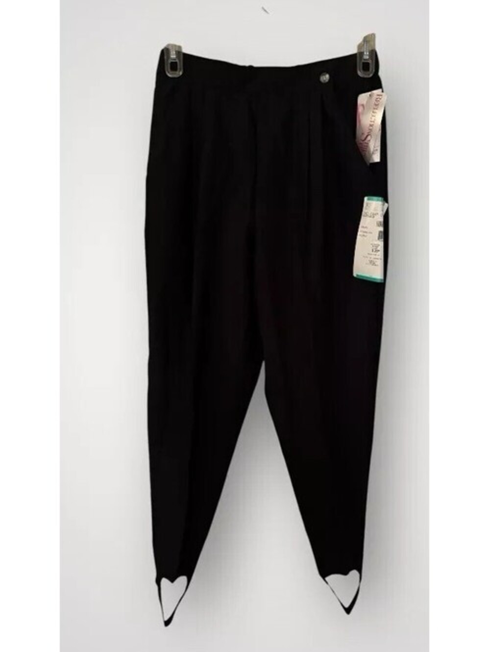 Vintage Reflections Womens Size 12P Elastic And Button Waist Stirrup Pants Black